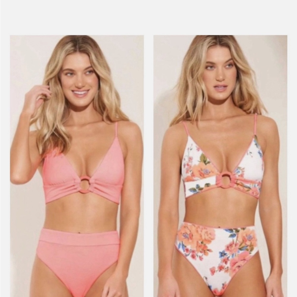 SET - Maaji coral/peony shine Suzy q reversible bikini - medium. nwot